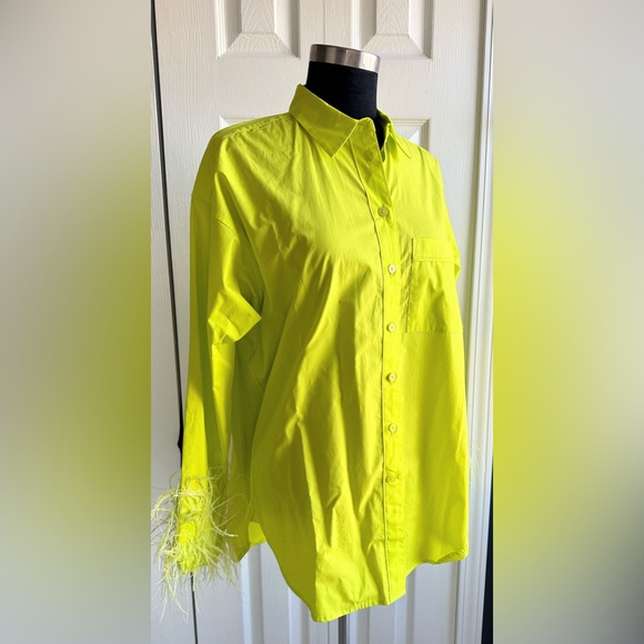 NWT J Crew Collection Feather trim Cotton poplin button up collared Shirt Top 6 - Picture 4 of 10